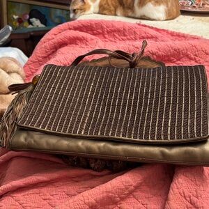 Vintage Sharif Brown and Bronze and Tan Clutch or Crossbody Bsg